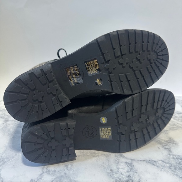 NWOB Lucky Brand Daxxter black leather hiking ankle boot Lace-Up Bootie 8 - Picture 4 of 7